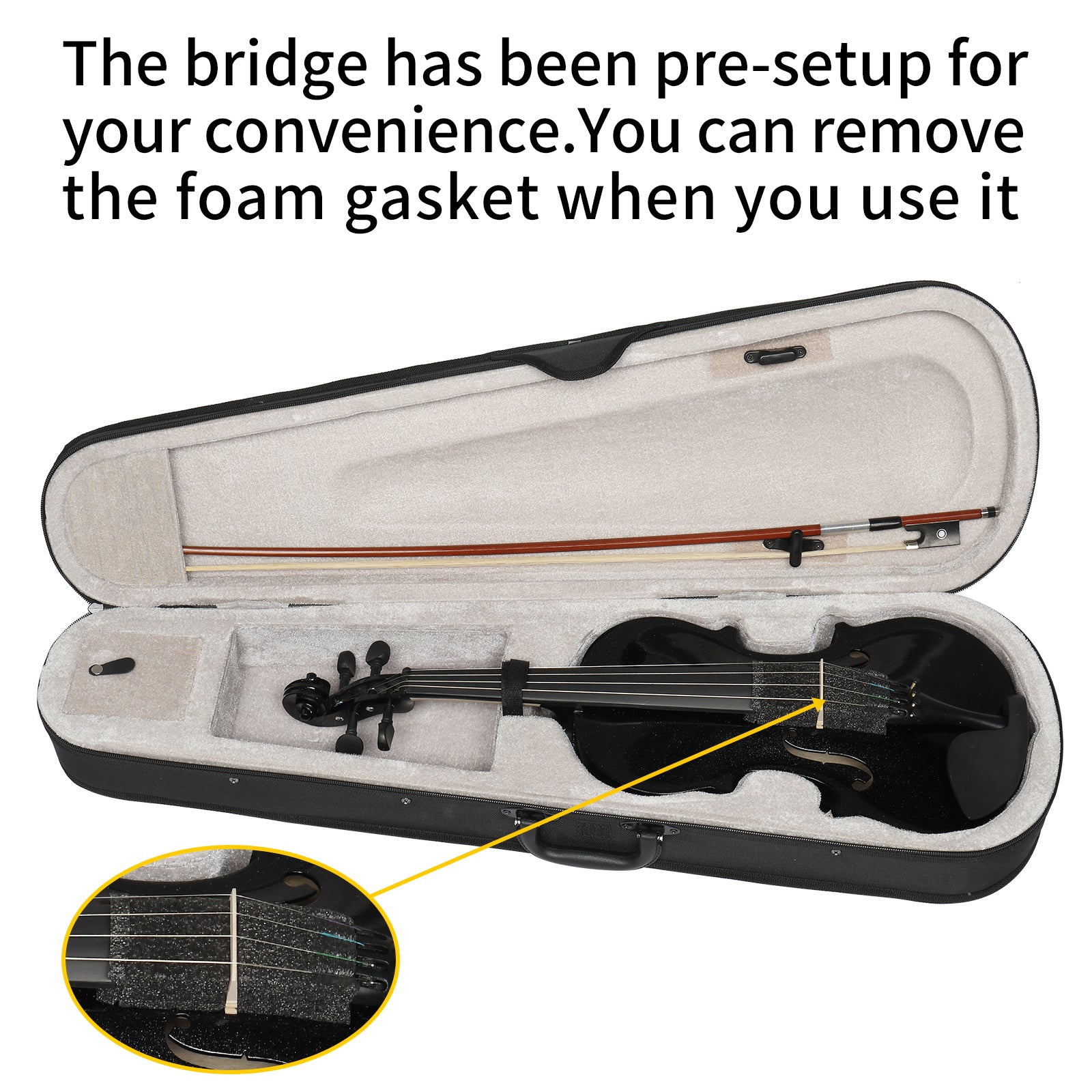 Ozici Full Size 4/4 Violin Set for Adults Beginners Students with Hard Case,Violin Bow,Shoulder Rest,Rosin,Extra Strings and Sordine