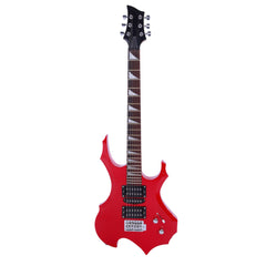 Ozici Novice Flame Shaped Electric Guitar HSH Pickup Bag Strap Paddle Rocker Cable Wrench Tool - Red