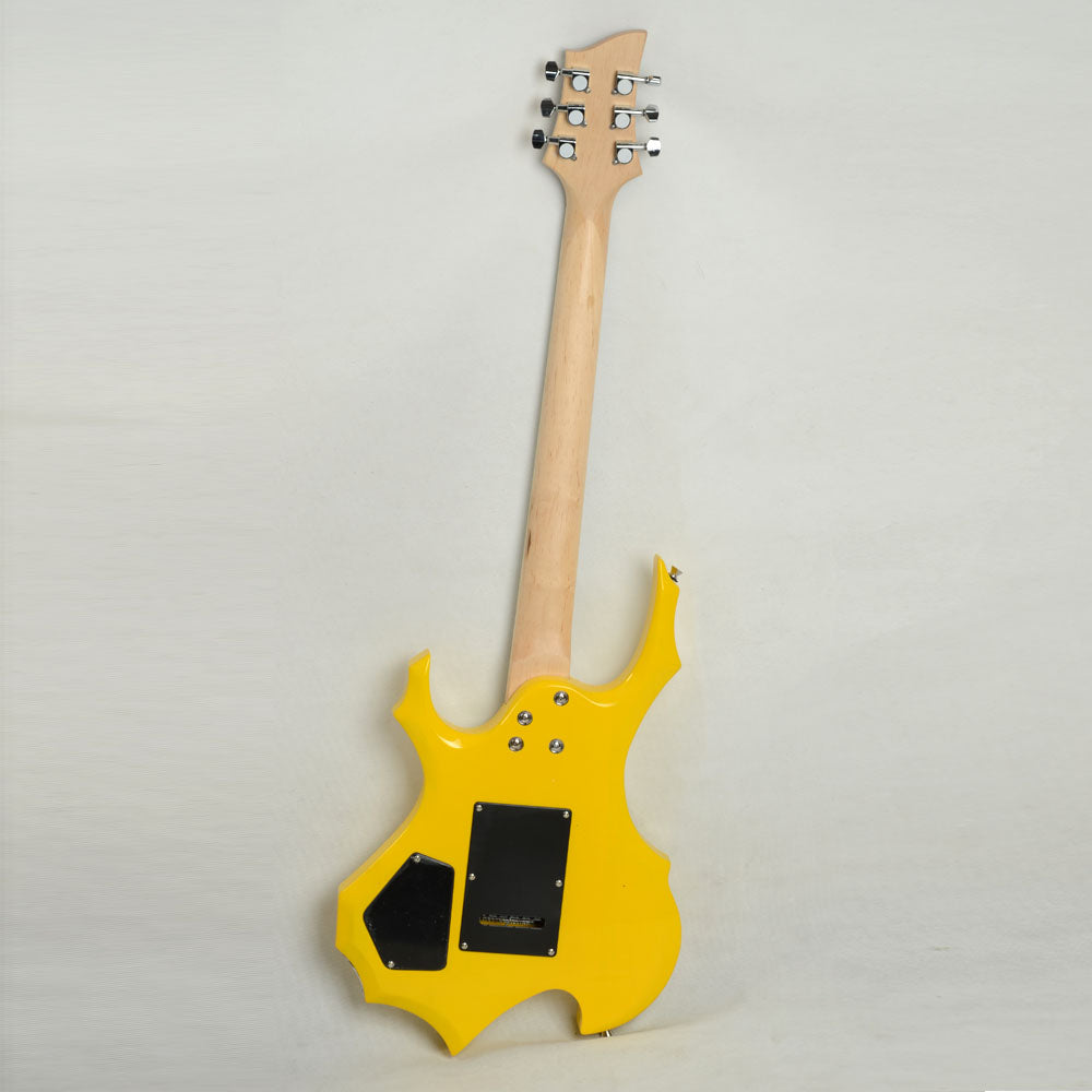 Ozici Novice Flame Shaped Electric Guitar HSH Pickup Bag Strap Paddle Rocker Cable Wrench Tool Yellow