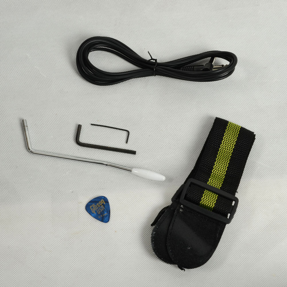 Ozici Novice Flame Shaped Electric Guitar HSH Pickup Bag Strap Paddle Rocker Cable Wrench Tool Yellow