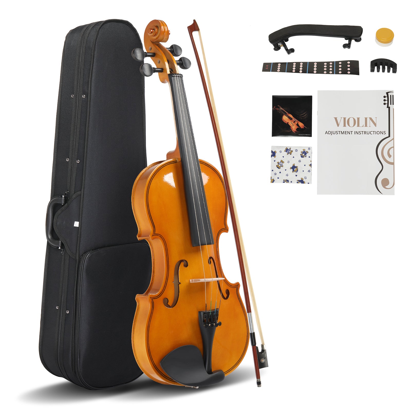 Ozici Full Size 4/4 Violin Set for Adults Beginners Students with Hard Case,Violin Bow,Shoulder Rest,Rosin,Extra Strings and Sordine