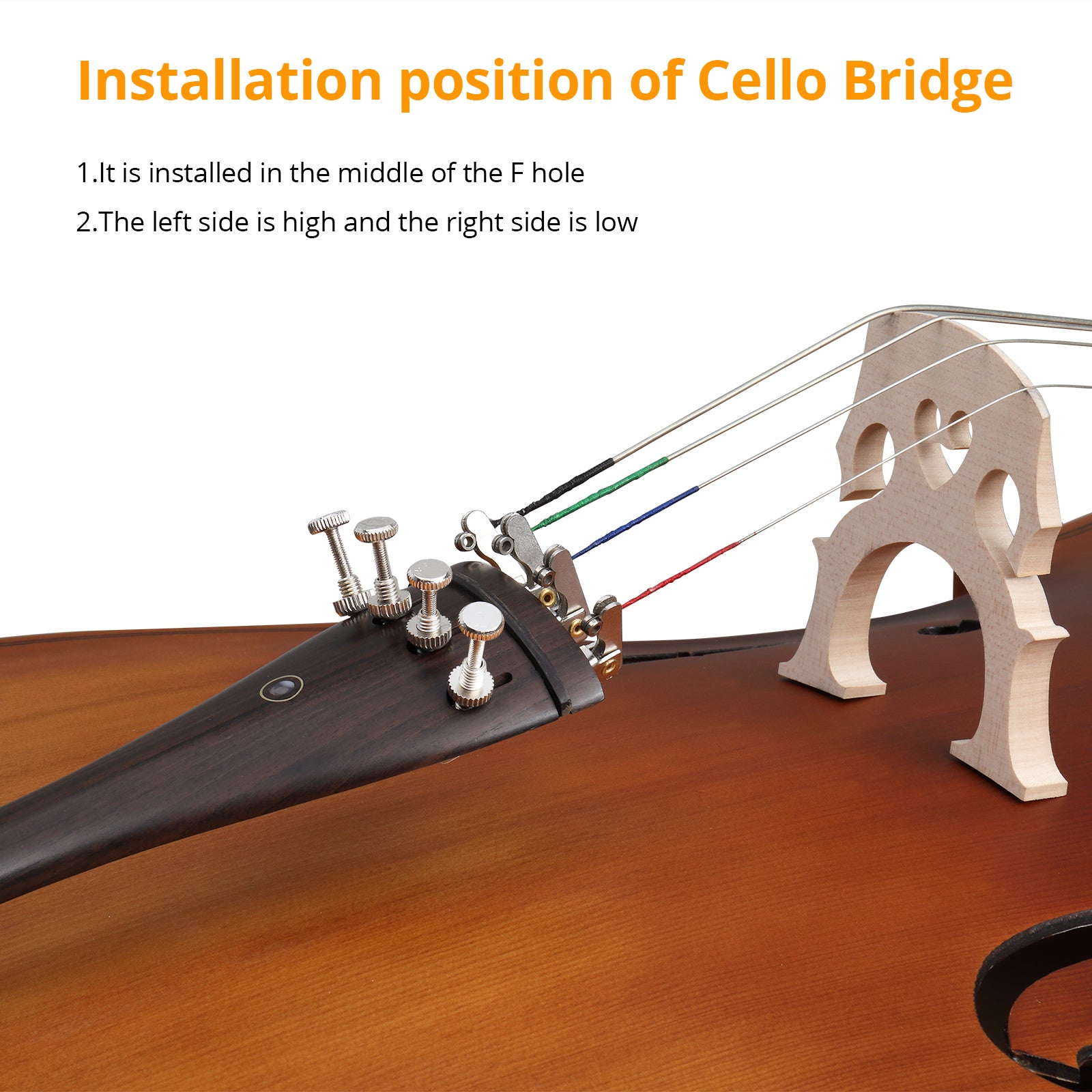 Ozici Full Side 4/4 Matte Natural Color Spruce Panel Cello with Bag Bow Rosin Bridge Strings