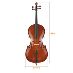 Ozici Full Side 4/4 Natural Color Spruce Panel Cello Tiger pattern process with Bag Bow Rosin Bridge Strings