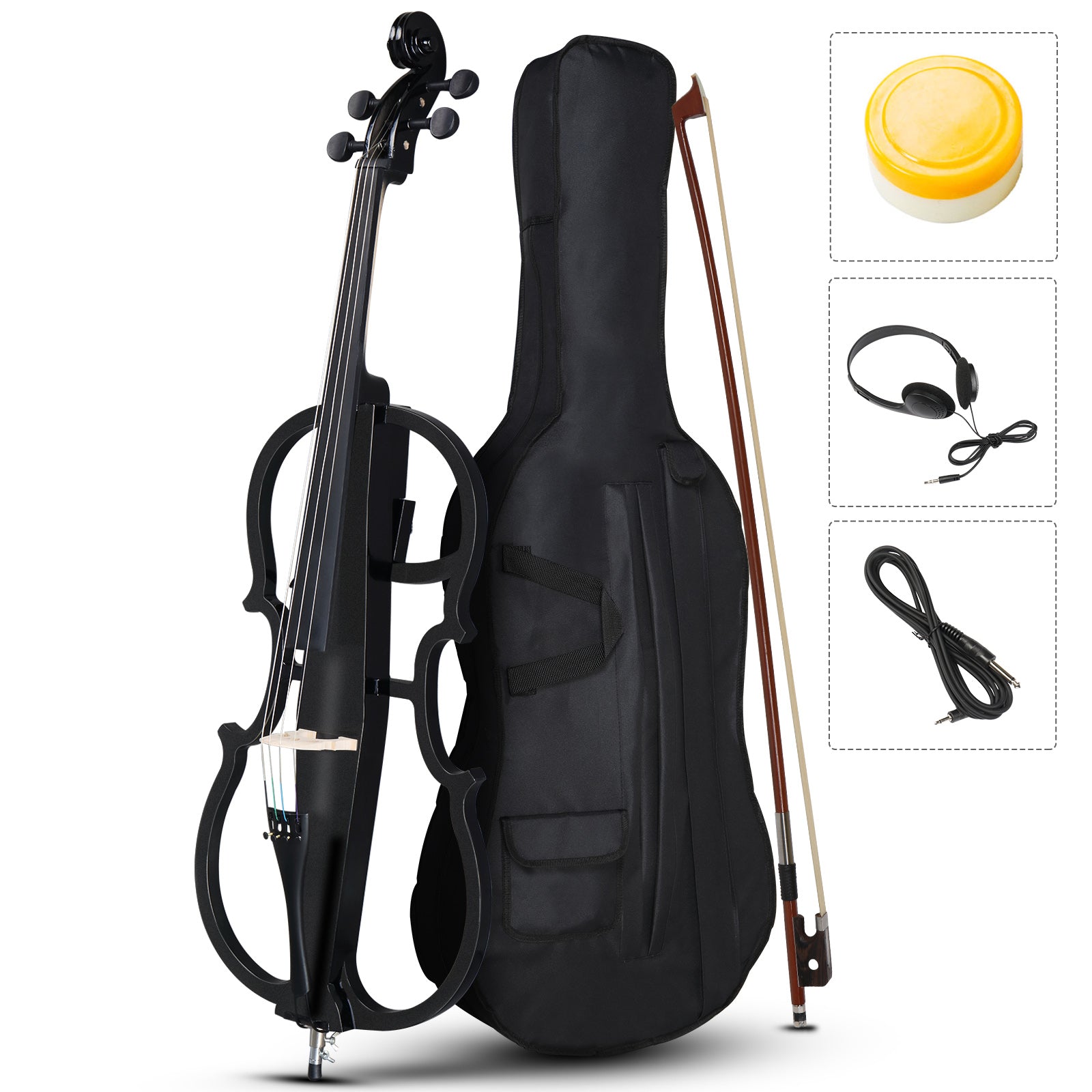 Ozici Full Size 4/4 Electric Style Cello with Case Bow Rosin Earphone Connecting line