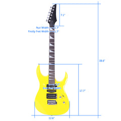 Ozici Novice Entry Level 170 Electric Guitar HSH Pickup Bag Strap Paddle Rocker Cable Wrench Tool - Yellow