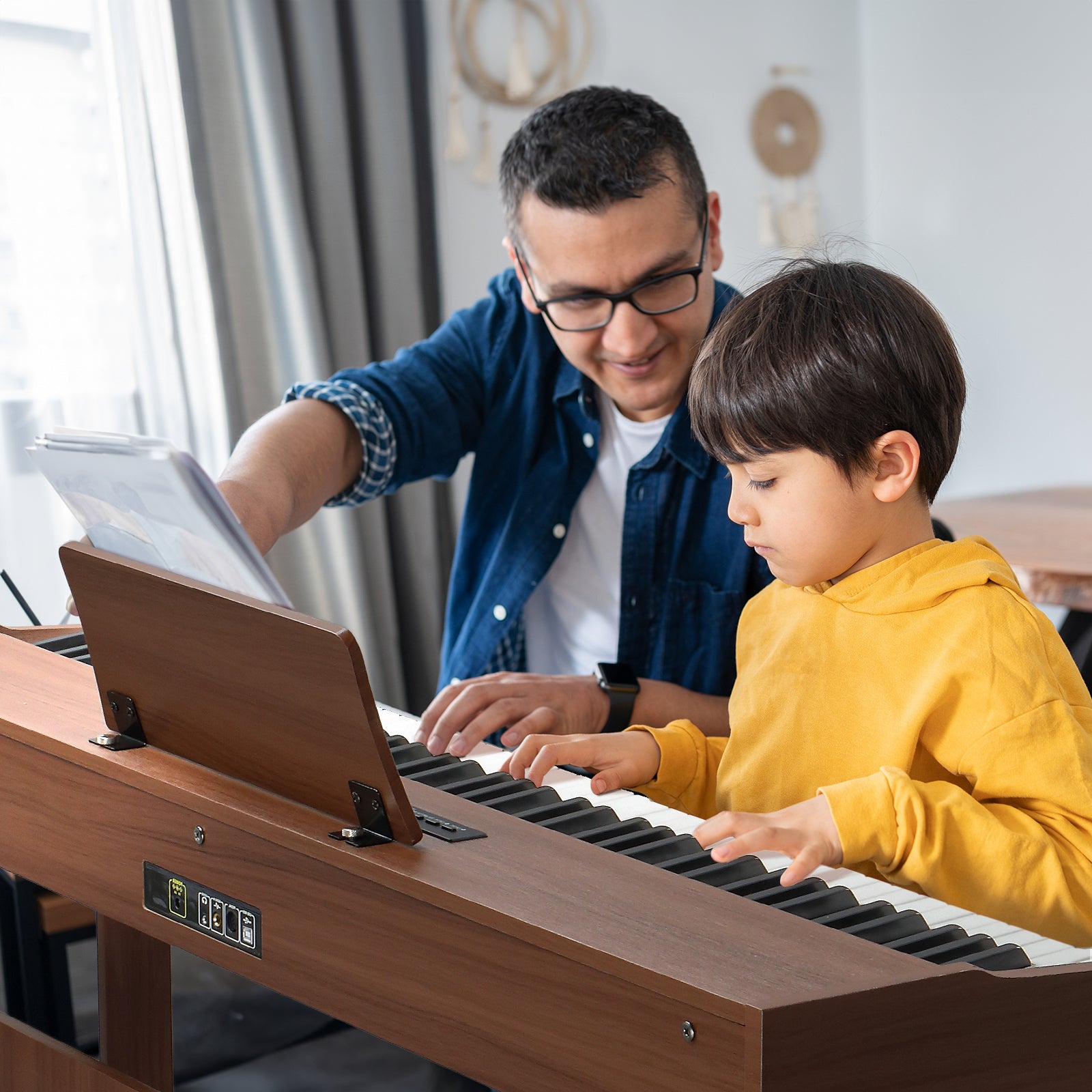 Ozici 88 Keys Full Weighted Keyboards Digital Piano with Furniture Stand, Power Adapter, Triple Pedals, Headphone, for All Experience Levels Black Walnut