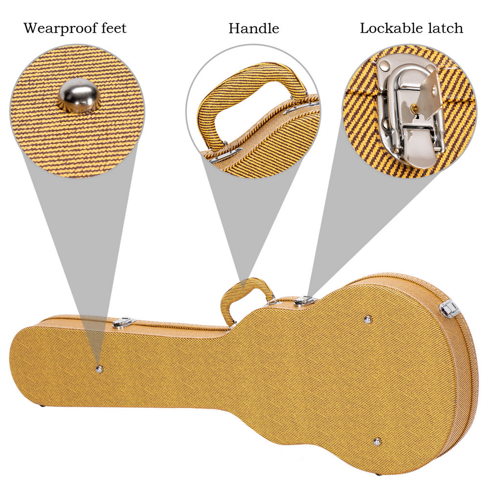 Ozici Hard-Shell Electric Guitar Case for GLP Style Electric Guitar Bulge Surface -Yellow