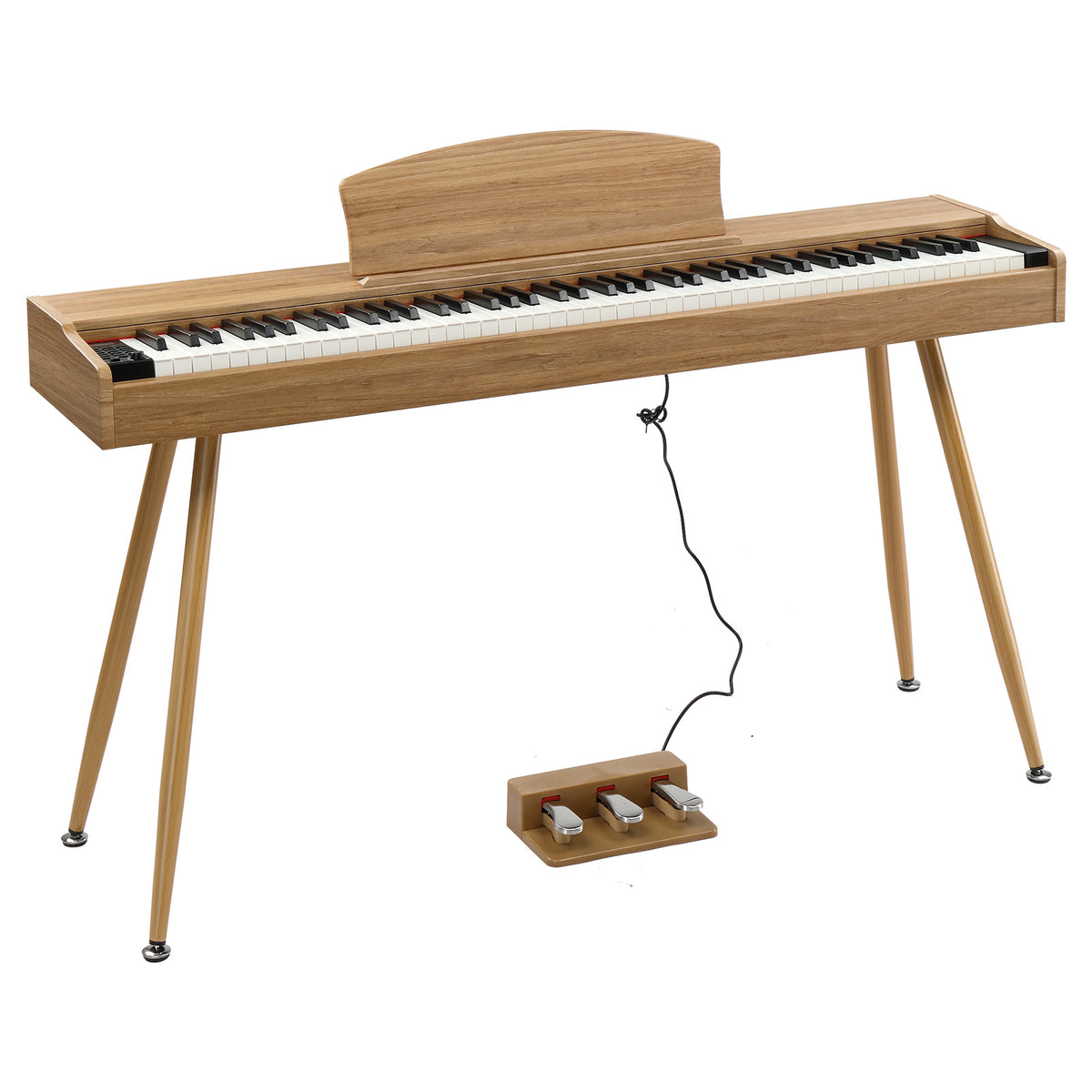 GDP-203 88 Key Standard Full Weighted Keyboards Digital Piano with Metal Stand, Power Adapter, Triple Pedals, Headphone，for All Experience Natural Wood color