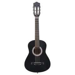 Ukscs Matte Black 30-inch Round Acoustic Guitar with Picks, Strings, Capo, Case, Tuner, and Strap