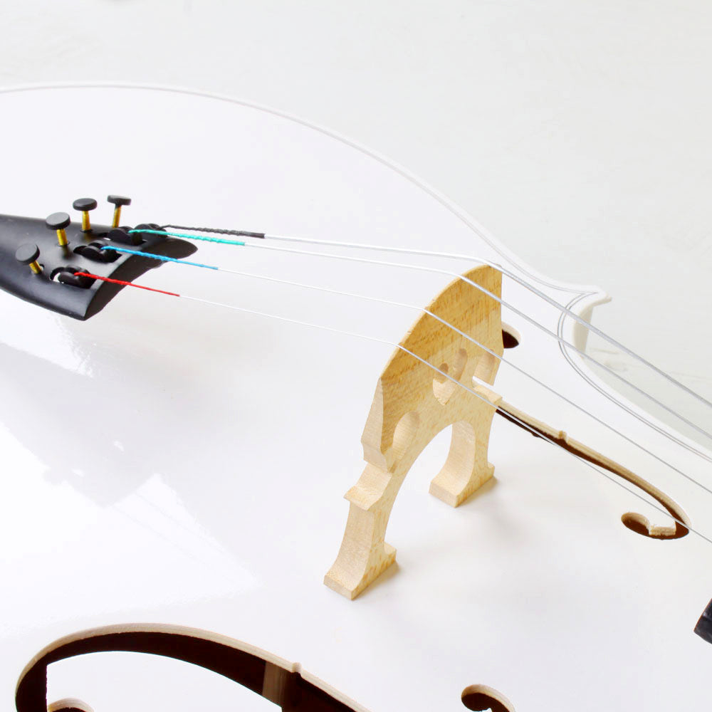 Ozici 4/4 Wood Cello Bag Bow Rosin Bridge - White
