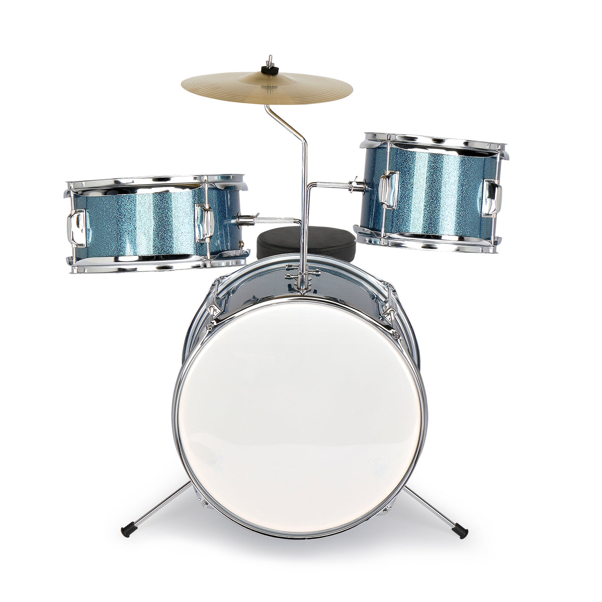 Ozici 14"x10" 3-Pieces Junior Kids Drum Set Kit Pedal Drum Stick Wrench Drum Stool Sky Blue