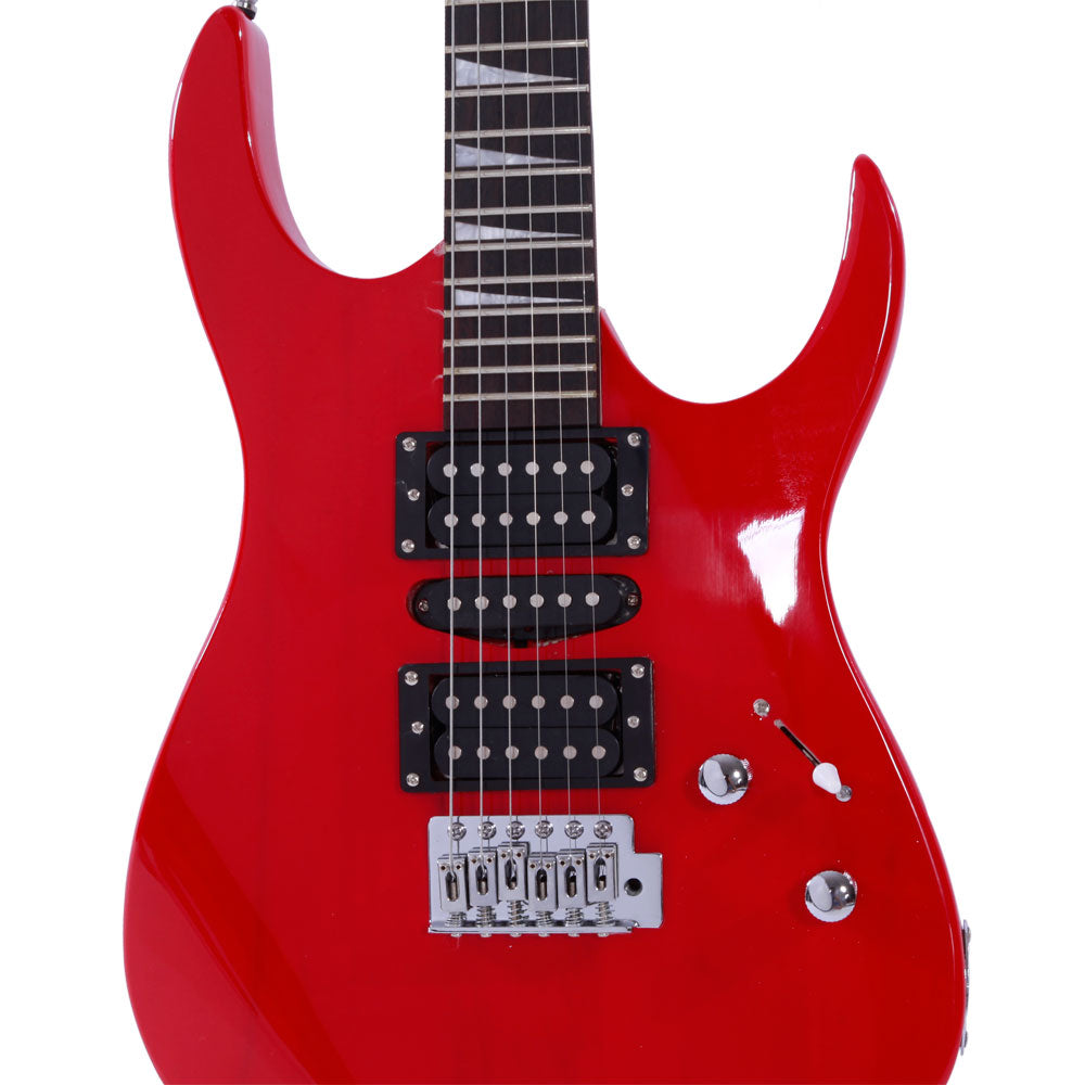 Ozici Novice Entry Level 170 Electric Guitar HSH Pickup Bag Strap Paddle Rocker Cable Wrench Tool Red