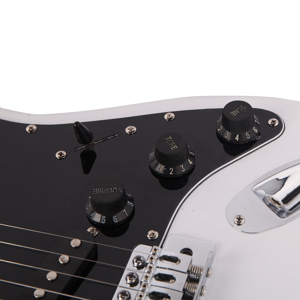 Ozici ST Stylish Electric Guitar with Black Pickguard - White