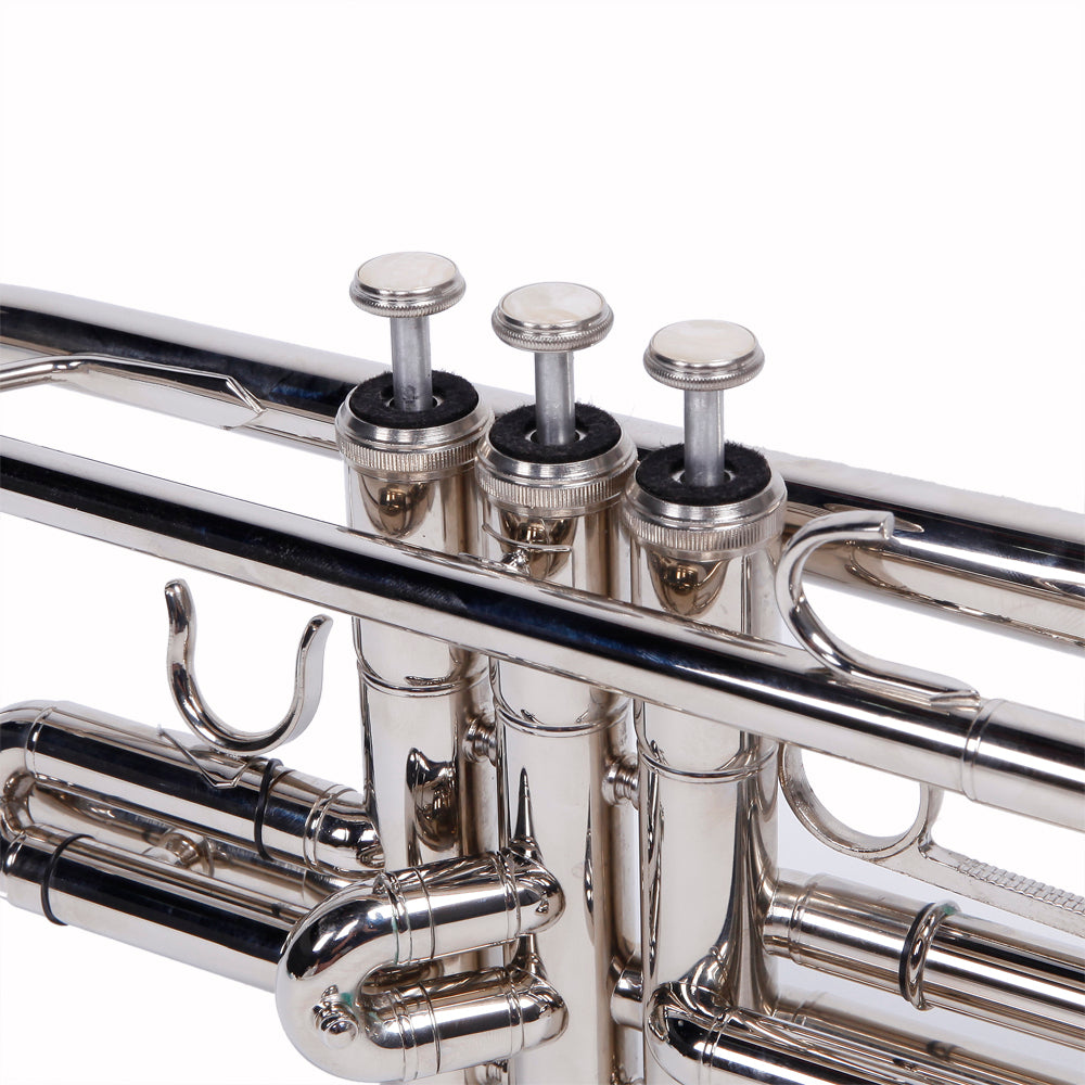 Ozici Nickelplated Drop B Adjustable Trumpet Gloves Set Silver