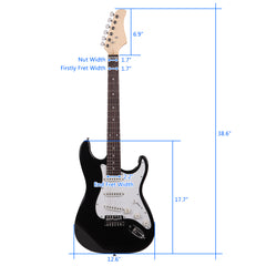 Ozici Rosewood Fingerboard Electric Guitar Black - White