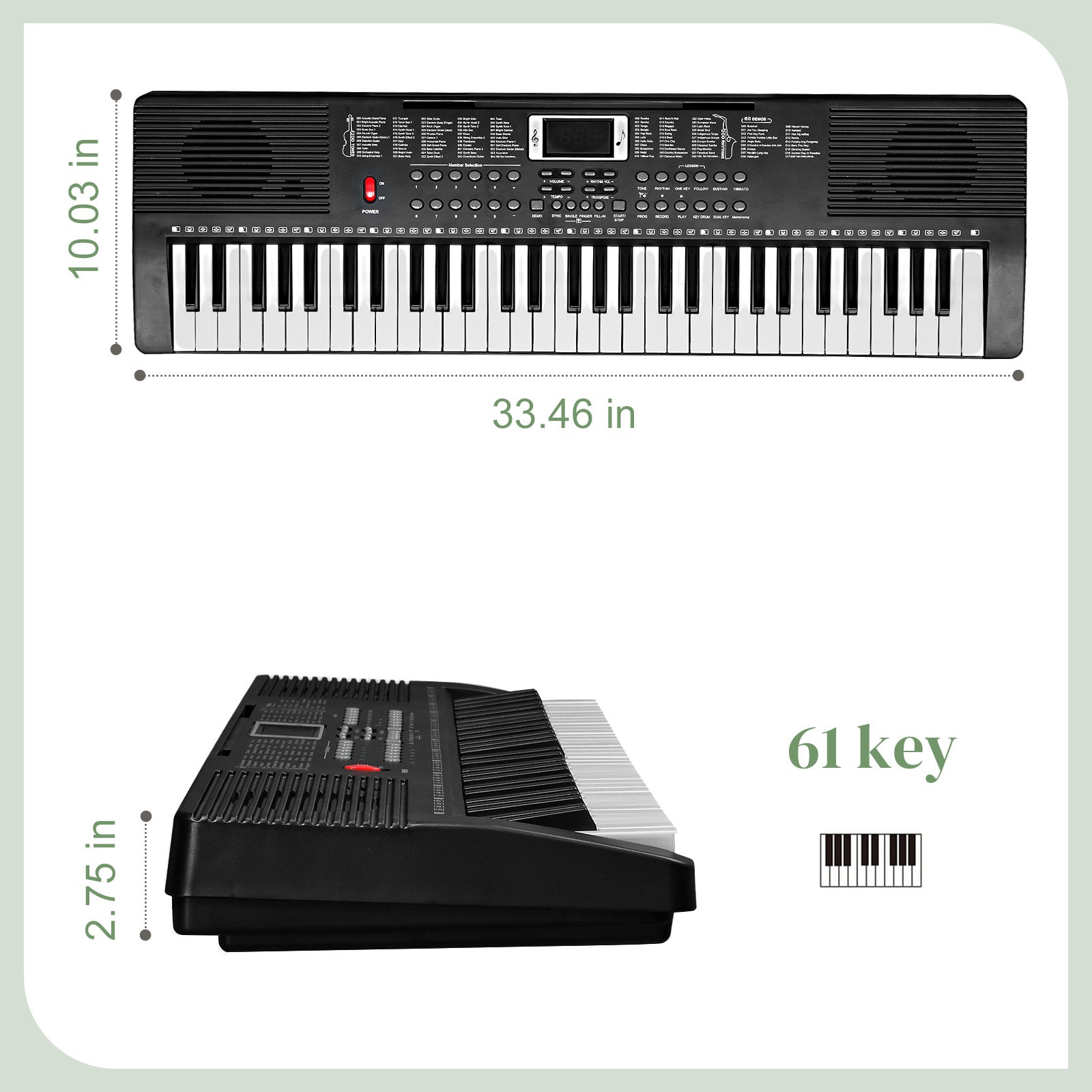 Ozici GEP-203 61 Key Keyboard with Piano Stand, Piano Bench, Built In Speakers, Headphone, Microphone, Music Rest, LED Screen