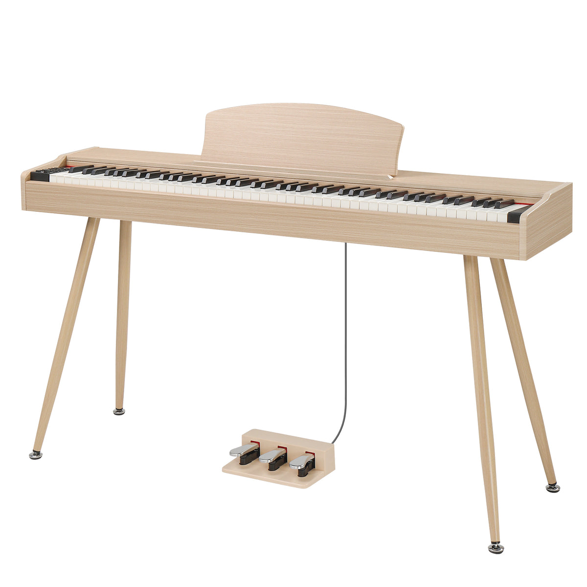 Ozici 88 Key Standard Full Weighted Keyboards Digital Piano with Metal Stand, Power Adapter, Triple Pedals, Headphone，for All Experience Levels Natural Technology Wood