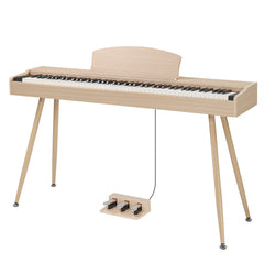 Ozici 88 Key Standard Full Weighted Keyboards Digital Piano with Metal Stand, Power Adapter, Triple Pedals, Headphone，for All Experience Levels Natural Technology Wood