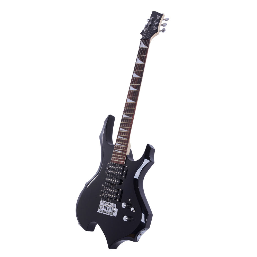 Ozici Novice Flame Shaped Electric Guitar HSH Pickup Bag Strap Paddle Rocker Cable Wrench Tool Black