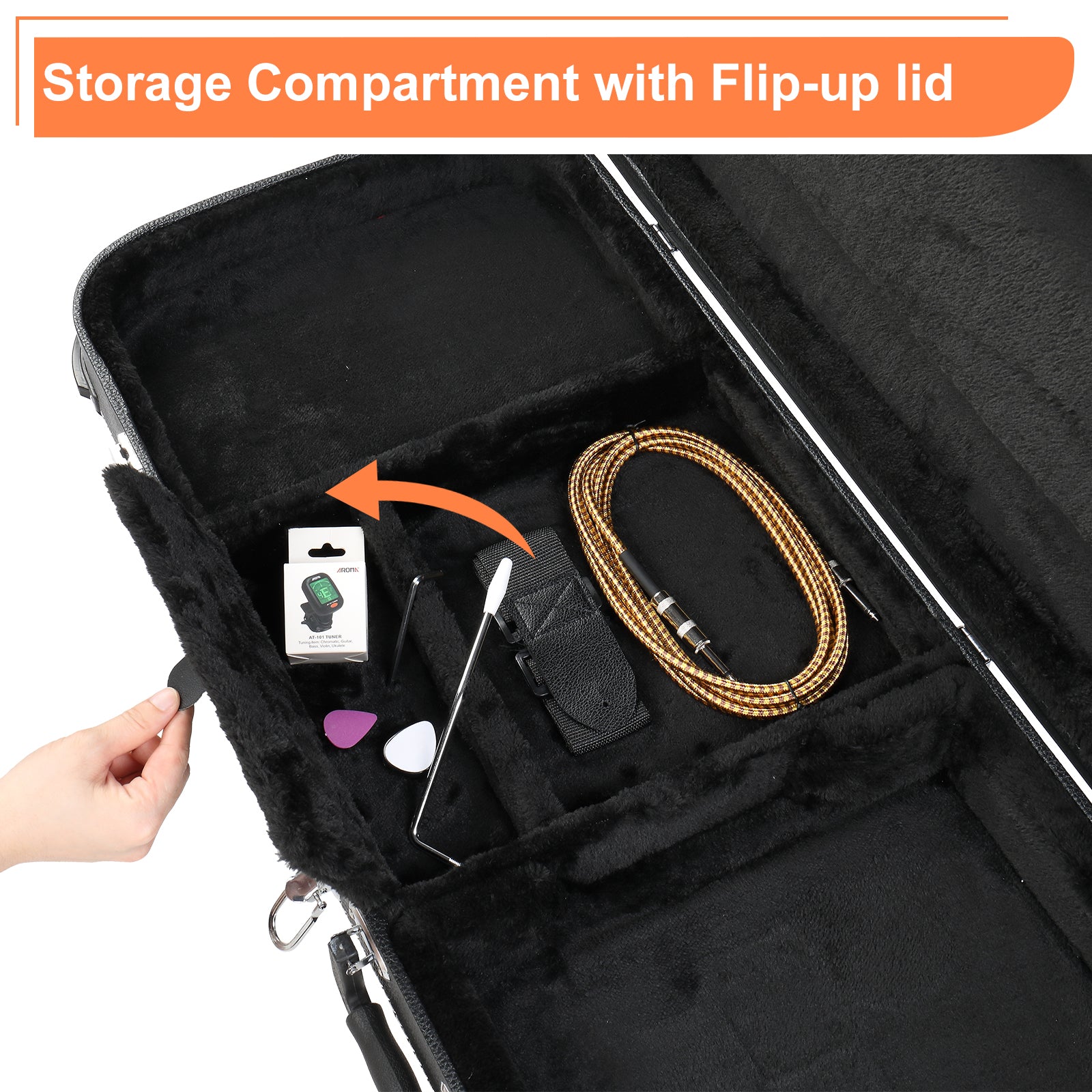 Ozici Electric Guitar Square Hard Case with Protective Sleeve Fits ST TL Burning fire 170 Style Electric Guitar
