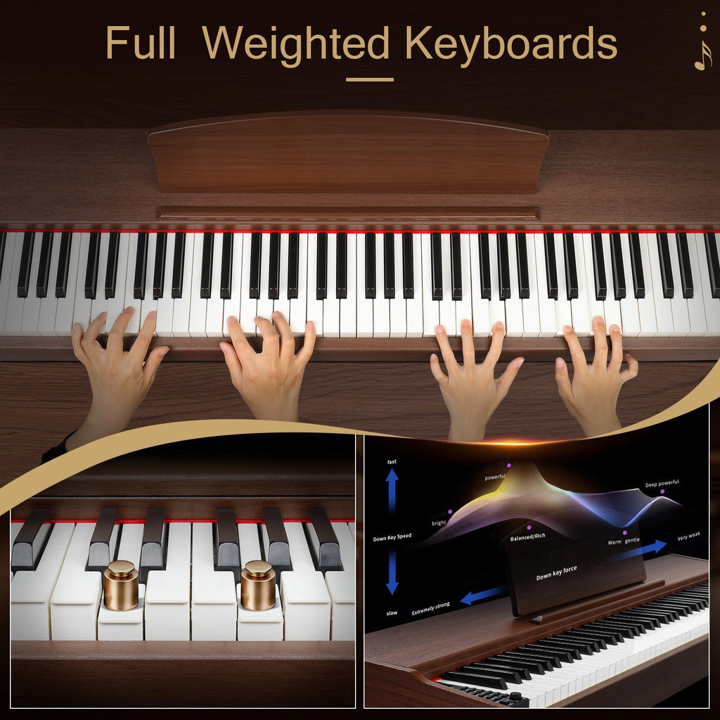 Ozici 88 Key Standard Full Weighted Keyboards Digital Piano with Metal Stand, Power Adapter, Triple Pedals, Headphone