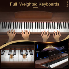 Ozici 88 Key Standard Full Weighted Keyboards Digital Piano with Metal Stand, Power Adapter, Triple Pedals, Headphone