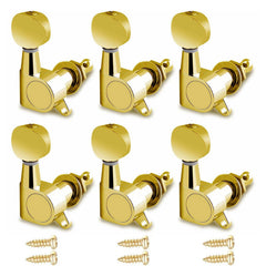 6 Oval Head Fully Enclosed Electric Guitar String Knobs, Folk Guitar String Axis Coiling Device