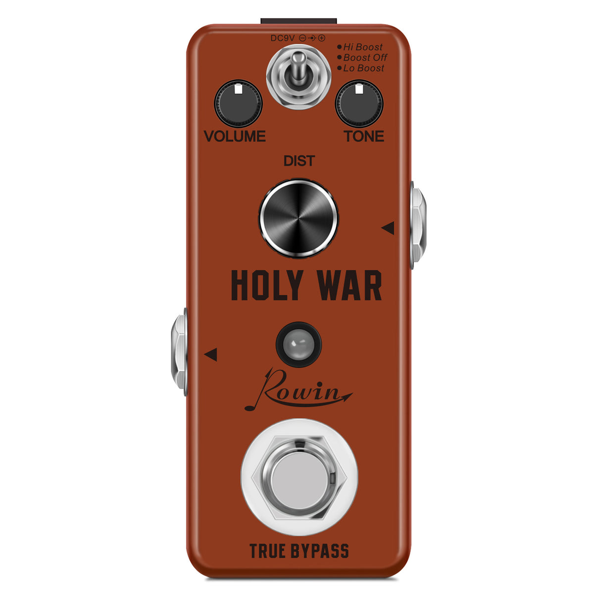 Rowin Analog Heavy Metal Distortion Pedal for Guitar True Bypass Red