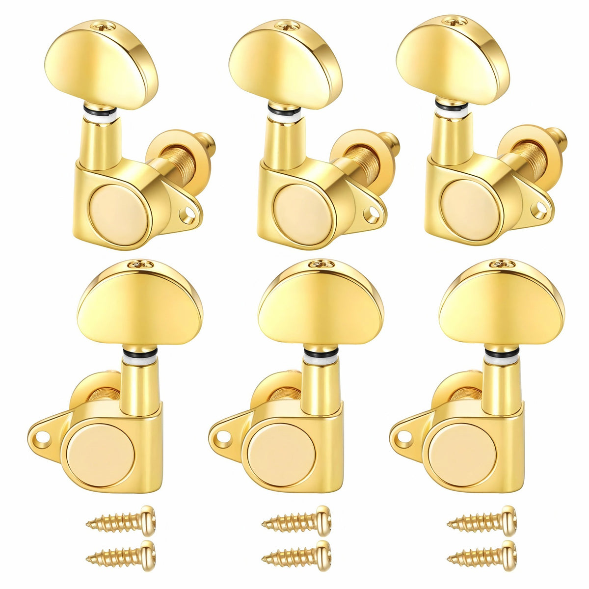6 Folk Guitar Knob Guitar Fully Enclosed Spindle String Winder (3L+3R)