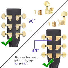 6 Folk Guitar Knob Guitar Fully Enclosed Spindle String Winder (3L+3R)