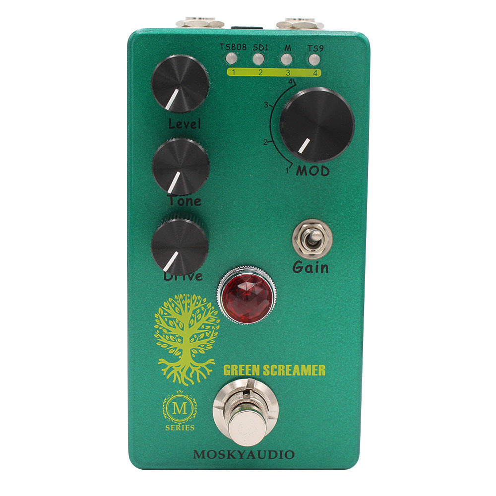 Mosky Audio Green Screamer Overdrive 4 Mode Select w/Toggle Option FX Pedal