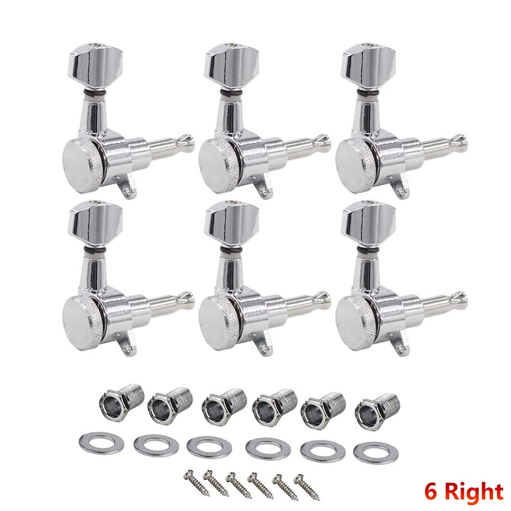 6Pcs Fully Enclosed Electric Guitar String Knob with Locking Function (flat Cover)