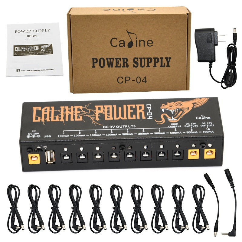 Caline CP-04 Guitar Effect Pedal Power Supply 10 Isolated Outputs (9V, 12V, 18V)