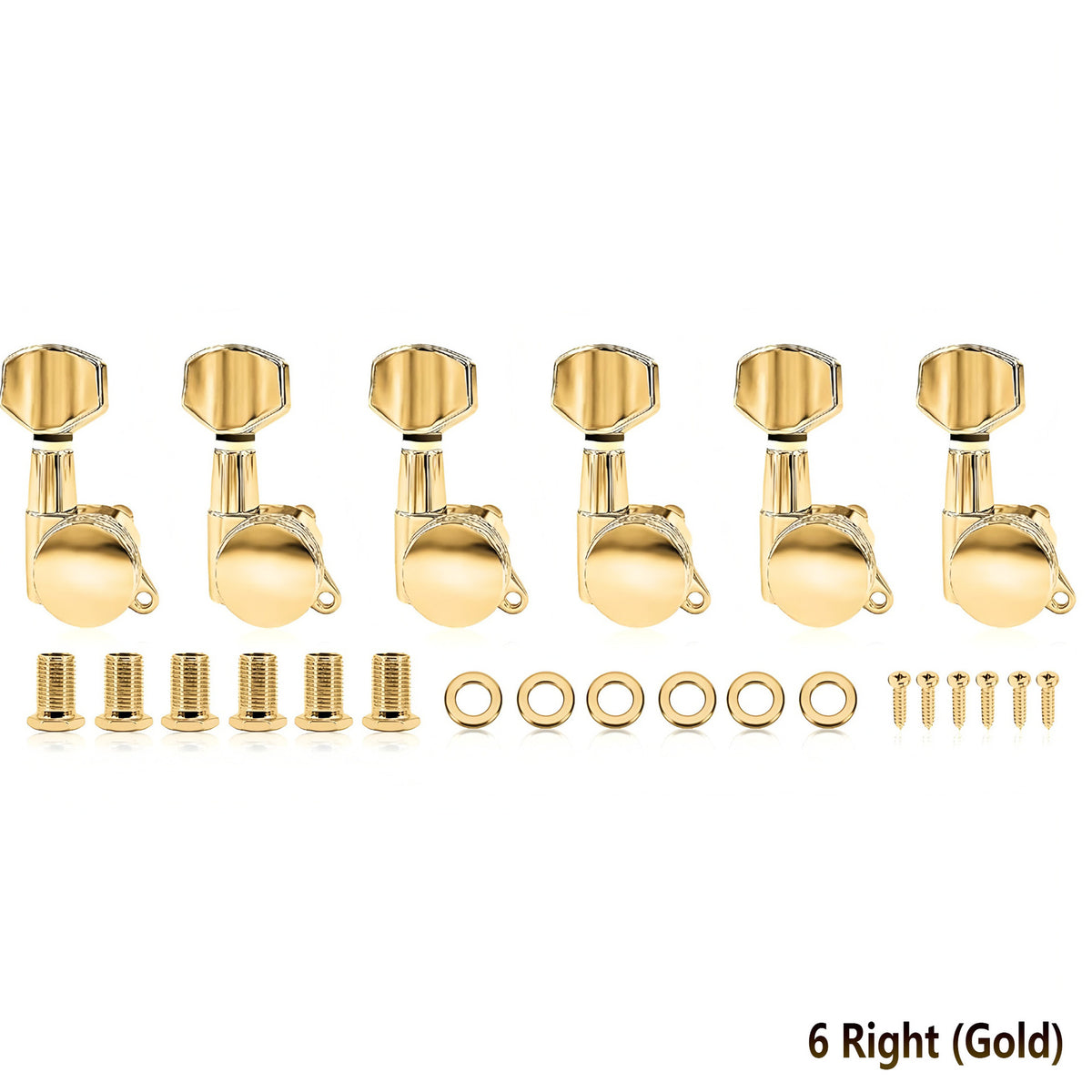 6Pcs 1:18 Lock Electric Guitar Knob Rear String Fully Enclosed Guitar Twist  - Flat cover
