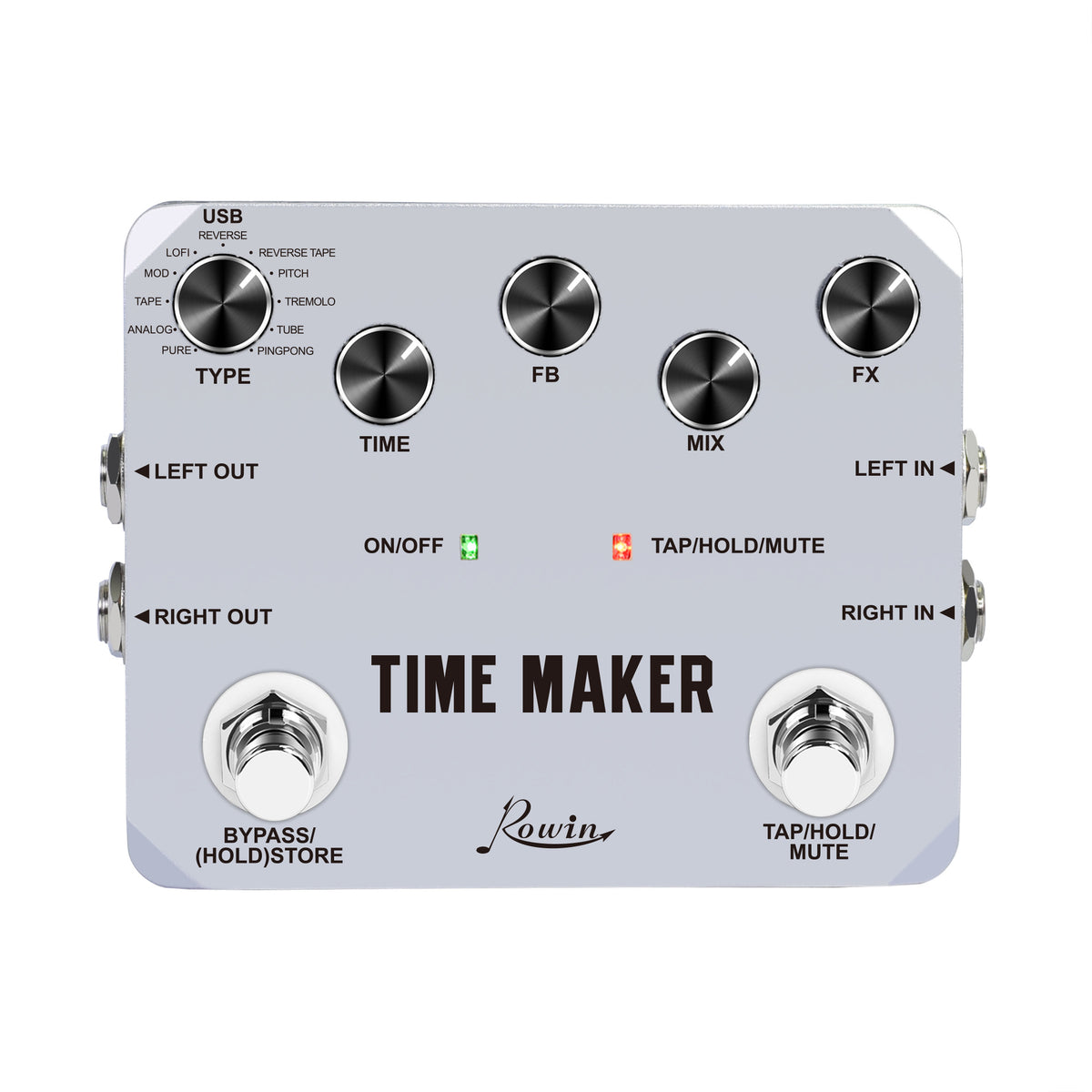 Rowin Time Maker 11 Types of Ultimate Delay Pedal for Guitar Bass