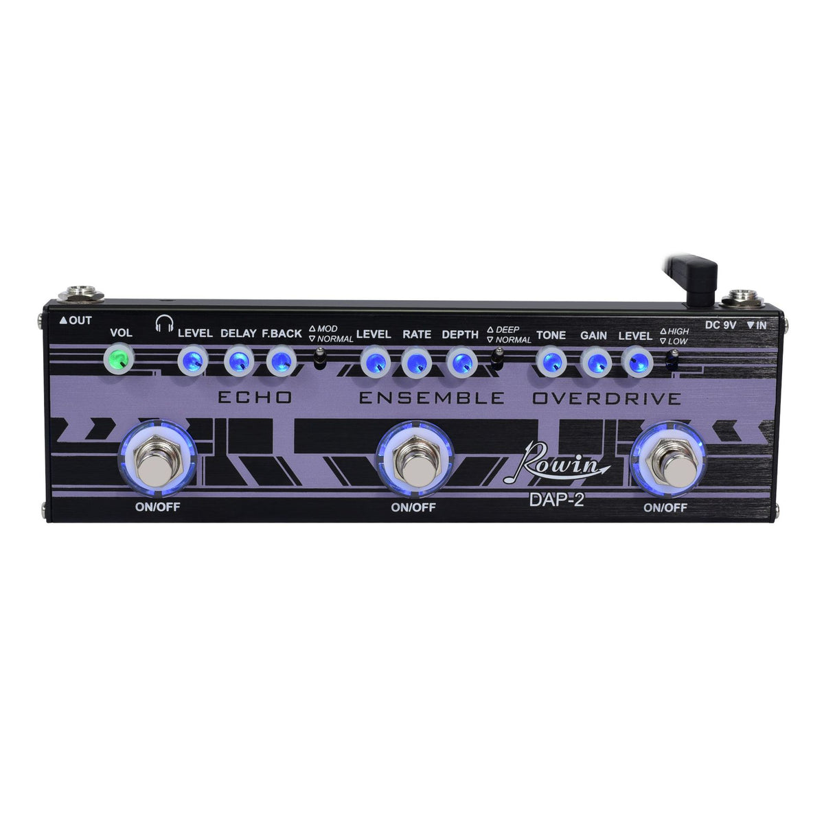 3-in-1 Guitar Multi Effect Pedal - Analog Echo Delay Ensemble Chorus & Tube