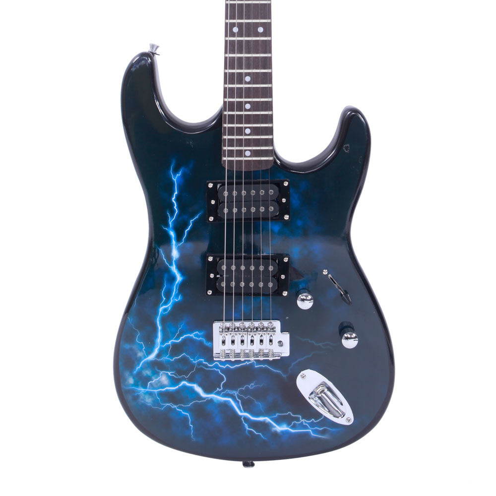 Ozici Lightning Style Electric Guitar with Power Cord/Strap/Bag/Plectrums - Blue