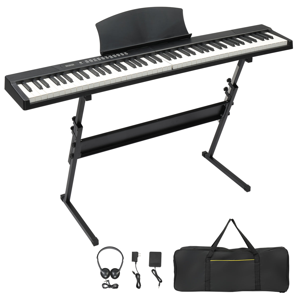 Ozici 88 Key Magnetic Connection Piano Semi-Weighted Standard Digital Piano with Stand, MIDI Bluetooth, Handbag，Headphone，for Piano Lover Black color