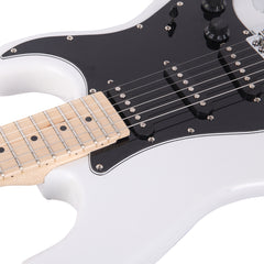 Ozici ST Stylish Electric Guitar with Black Pickguard - White