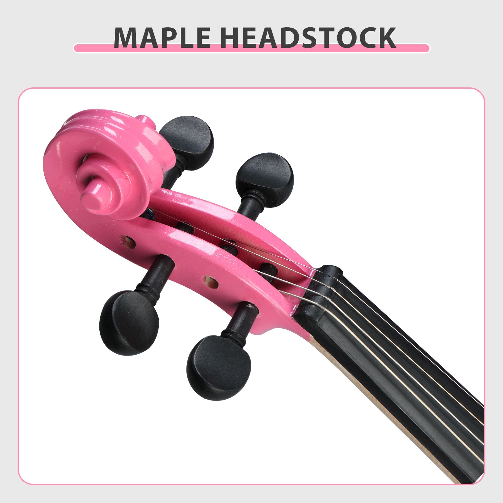 Ozici Full Size 4/4 Bunnel Edge Electric Silent Violin with Case Bow Rosin Headphone Connecting Line Pink