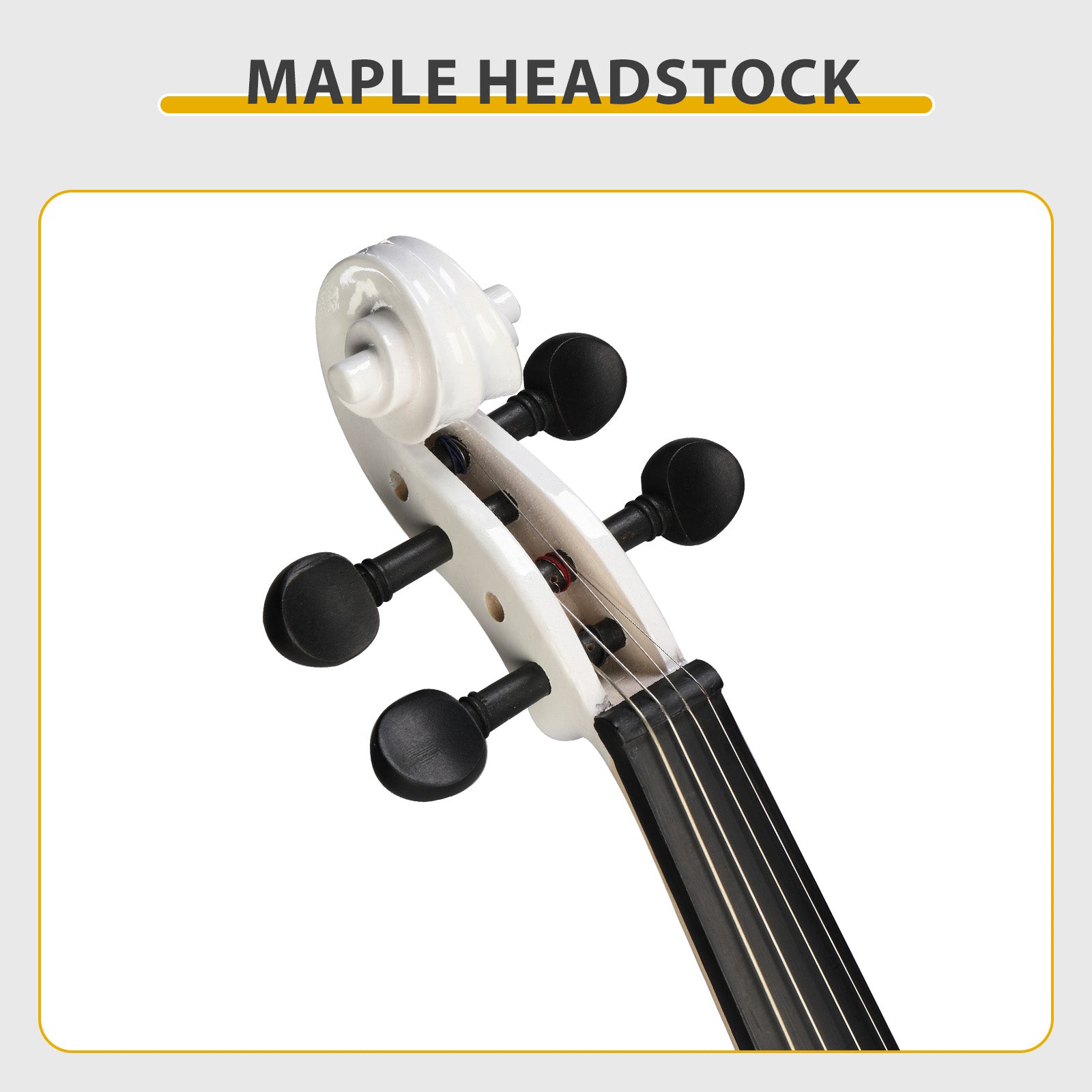 Ozici Full Size 4/4 Bunnel Edge Electric Silent Violin with Case Bow Rosin Headphone Connecting Line - White