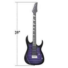 Ozici 170 Model 39in Electric Guitar  HSH Pickups Black complete starter kit suit for Hard Rock Tiger-striped Purple