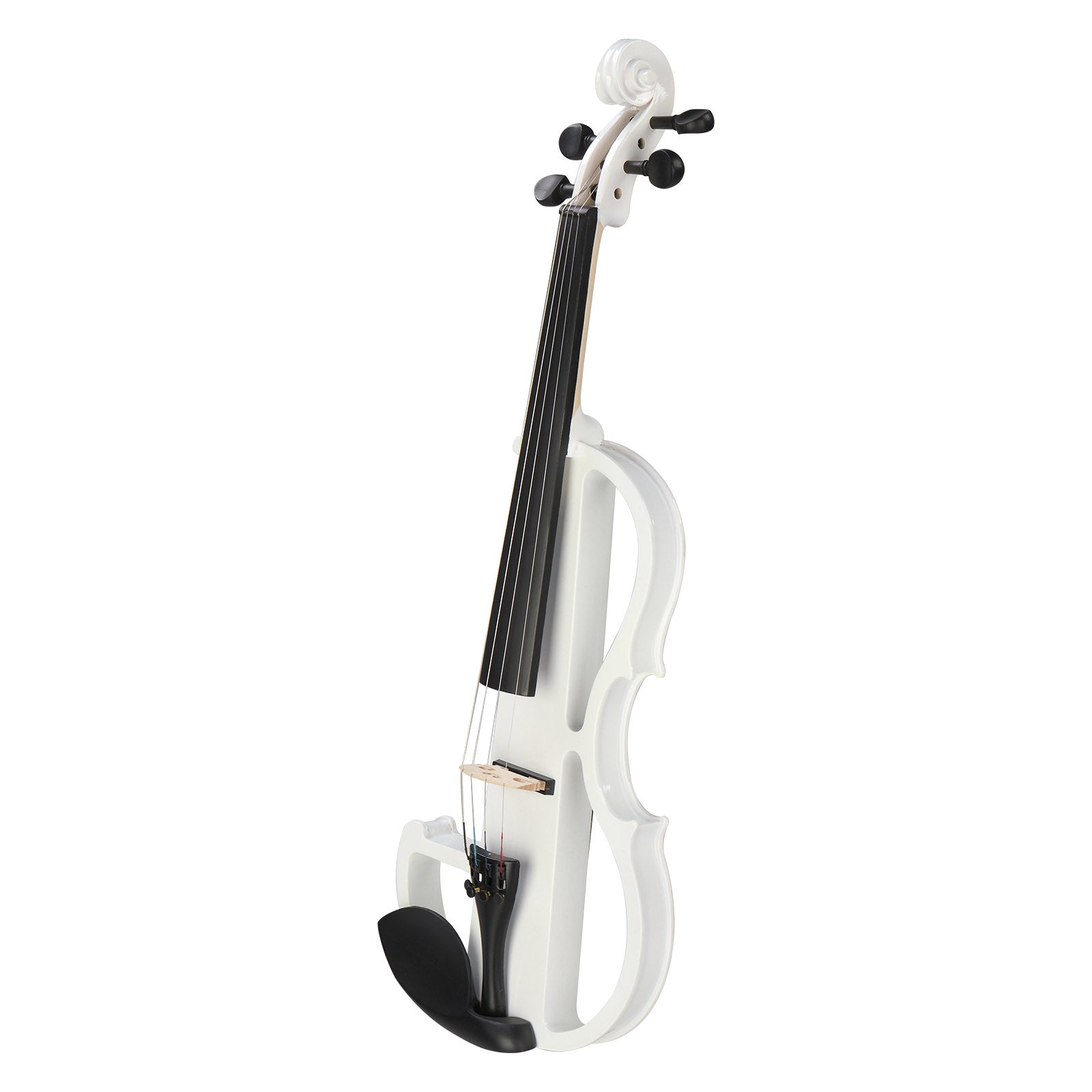 Ozici Full Size 4/4 Bunnel Edge Electric Silent Violin with Case Bow Rosin Headphone Connecting Line - White