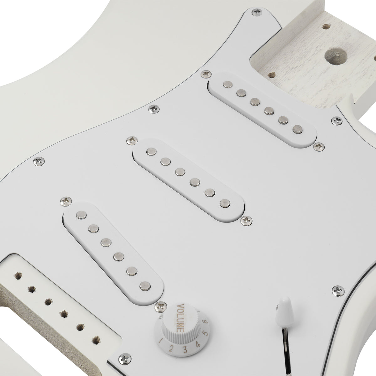 Ukscs 6 String ST Style Electric Guitar Kits with Mahogany Body, Maple Neck and Accessories White