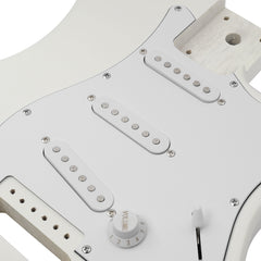 Ukscs 6 String ST Style Electric Guitar Kits with Mahogany Body, Maple Neck and Accessories White