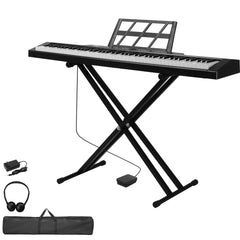 Ozici GPP-105 88 Key Full Size Semi-Weighted Standard Keyboards Digital Piano with Dual-tube X-Shape Stand, MIDI Bluetooth, Headphone