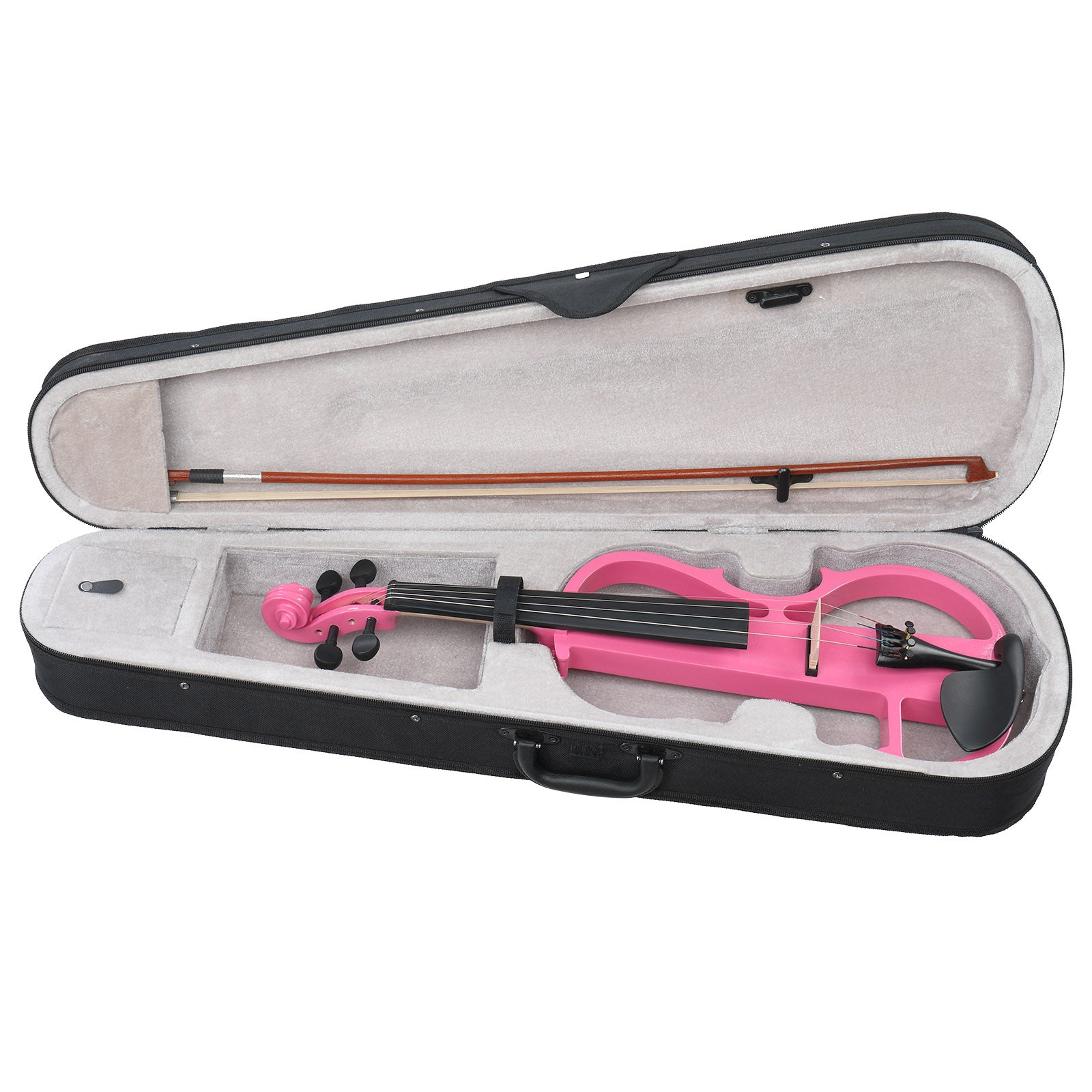 Ozici Full Size 4/4 Bunnel Edge Electric Silent Violin with Case Bow Rosin Headphone Connecting Line Pink