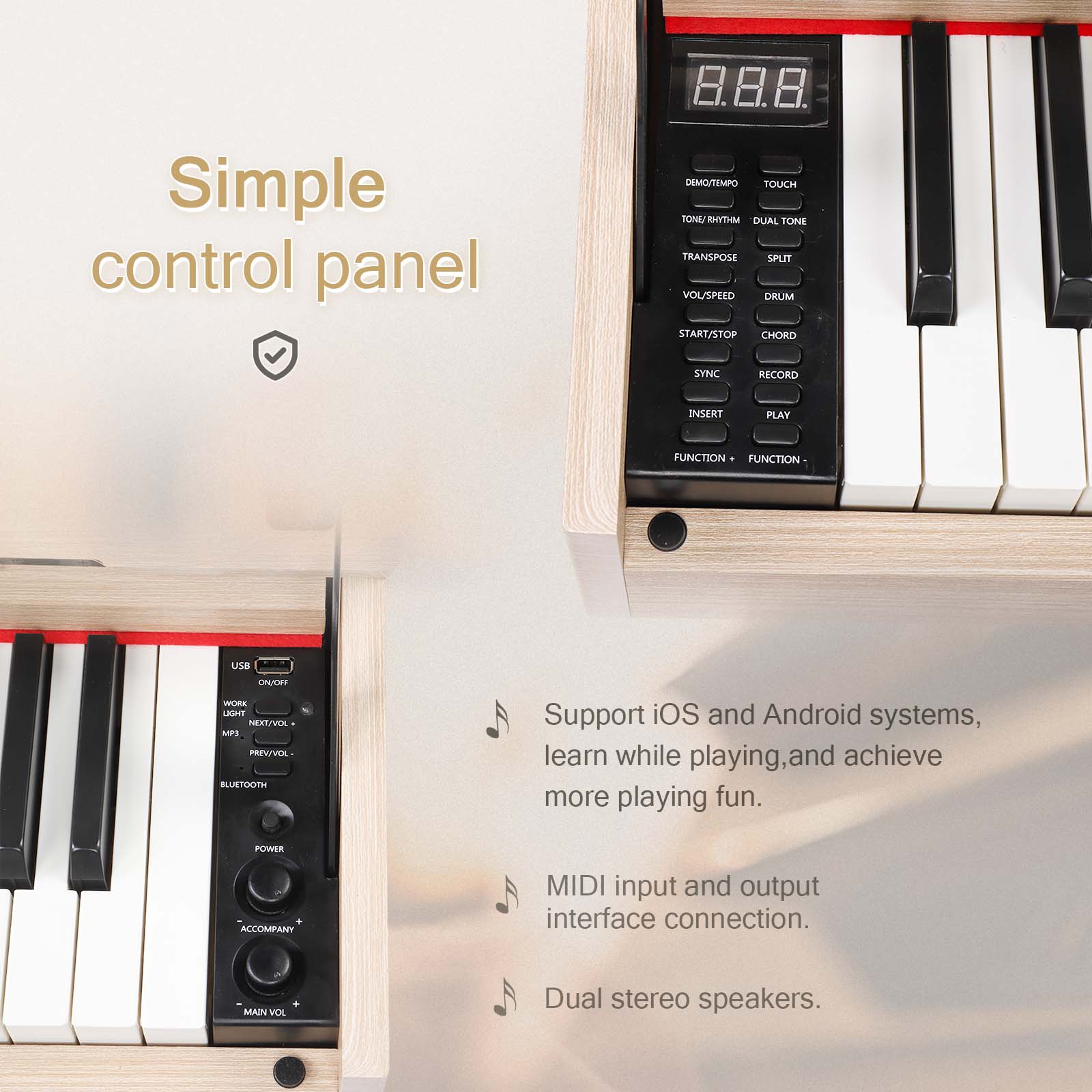 Ozici 88 Key Standard Full Weighted Keyboards Digital Piano with Metal Stand, Audio and MIDI Bluetooth