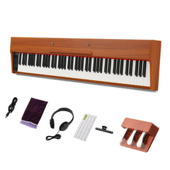 Ozici 88 Key Full Size Semi-Weighted Standard Keyboards Wooden Digital Piano With MIDI Bluetooth, Triple Pedals，Headphone and other accessories