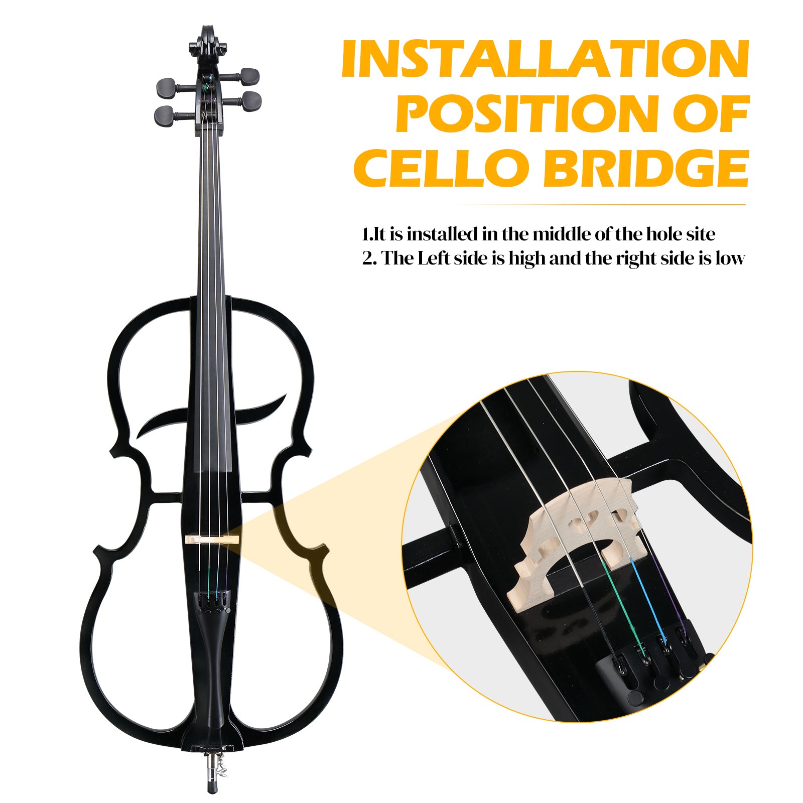Ozici Full Size 4/4 Electric Style Cello with Case Bow Rosin Earphone Connecting line